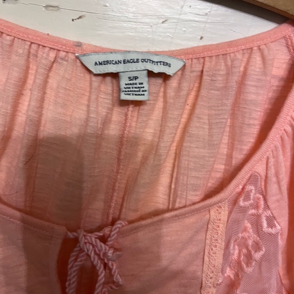 American Eagle Outfitters Peach Embroidered Blouse - Picture 3 of 5